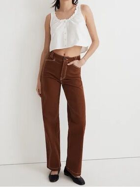 Madewell Emmett Wide Leg Pants Womens Size 26 Brown High Rise Utility Minimalist